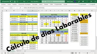 Cómo usar las Funciones DIASLAB DIASLABINTL DIALAB y DIALABINTL de Excel  Días Laborables [upl. by Rutherford114]