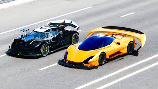 Koenigsegg Jesko Dragster Concept vs SSC Tuatara GTR Concept  Drag Race 24 KM [upl. by Schram]