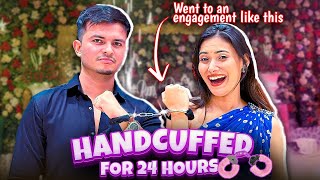 24 Hours Handcuffed Challenge🤪 Engagement par bhi aise gaye🙈 tanshivlogs [upl. by Anaela]