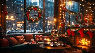 Instrumental Christmas Jazz Music with Fireplace 🔥 Cozy Christmas Coffee Shop Ambience [upl. by Bodkin]