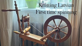 Knitting Latvian First time spinning [upl. by Akina653]