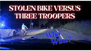 Three Arkansas State Police Troopers chase stolen motorcycle  Fleeing with 🕶 sunglasses on at night [upl. by Sidonie]