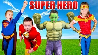 Kids Fun TV Superhero Compilation Video Shazam The Flash VS Superman Superhero Race In Real Life [upl. by Nilac553]