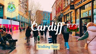 CARDIFF WALES🏴󠁧󠁢󠁷󠁬󠁳󠁿 UK 🇬🇧  WALKING TOUR CITY CENTRE [upl. by Notrub]