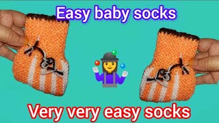 easy baby socks bottom woolen socks very very easy socks [upl. by Analak183]