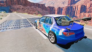 Cars Vs police spike strip 29 BeamNG Drive beamngdrive realisticdriving beamngcrashes [upl. by Haodnanehs2]