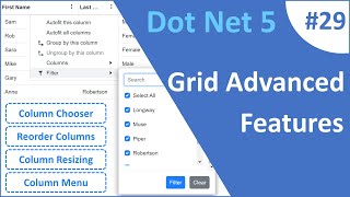 ASPNET Core Blazor  Grid Column Advanced Features [upl. by Kcirddor]