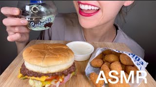 ASMR BURGER amp ICE CREAM Culvers no talking eating sounds  kakesASMR [upl. by Dnomyaw]