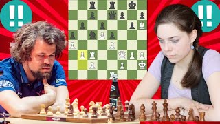 Unskilled chess game  Magnus Carlsen vs Dina Belenkaya 3 [upl. by Aiykan482]