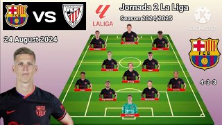 Olmo Debut Jornada 2 La Liga  Barcelona vs Bilbao  Barcelona 433 With Pedri La Liga 20242025 [upl. by Amer399]