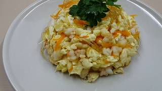 Stirfry Eggs with Imitation Shark Fin and Crab Meat Kwai Fa Chi ● Homemade Recipe Simple amp Easy [upl. by Bendite]