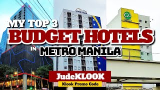 My Top 3 Cheapest Hotels in Metro Manila Philippines  3 Star Hotels [upl. by Hayes595]