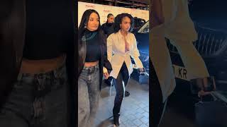 Lori Harvey amp Amina Muaddi dining at Siena Restaurant in Paris shorts [upl. by Canice943]