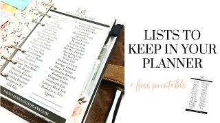 Lists To Keep In Your Planner  Free Printable [upl. by Suelo]