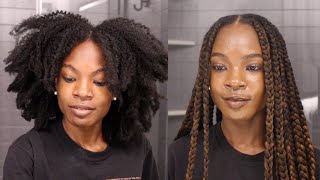 HOW TO DO LARGE KNOTLESS BOX BRAIDS ON YOURSELF STEP BY STEP FOR BEGINNERS [upl. by Darbee939]