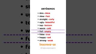 Antônimos english inglesparaenem idiomas ingles estudos vocabulary inglesonline português [upl. by Nylyak942]