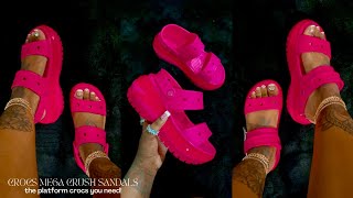 CROCS HOT PINK MEGA CRUSH SANDAL UNBOXING REVIEW amp TRY ON  MOST WANTED COLOR  VIRAL TIKTOK CROCS [upl. by Gaut]