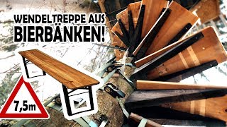 Wir bauen eine WENDELTREPPE aus BIERBÄNKEN für unser Baumhaus [upl. by Wende591]