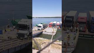 Zimnicea to Svishtov ferry ferry short shorts danube river truck car bike bulgaria [upl. by Ahsiket]