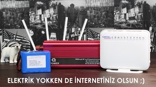 LiIon Batarya ile 220V aletleri çalıştırmak Akü ve Inverter ile Modem Router inverter [upl. by Mosby572]