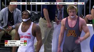 2018 NCAA Wrestling 165lbs Nick Wanzek Minnesota dec TeShaun Campbell Ohio State [upl. by Naillig8]