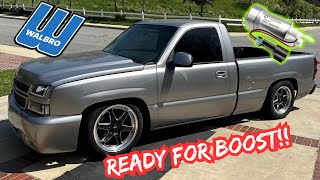 CAMMED SILVERADO GETS A WALBRO 450 FUEL PUMP INSTALL [upl. by Quillon]