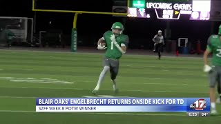 Blair Oaks Engelbrecht wins Week 8 SportsZone Football Friday Play of the Week [upl. by Nodle]