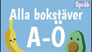 Bokstäver och ord för barn på svenska  ABC  AÖ  Alfabetet  Språk med Banan och Avokado  20 min [upl. by Jarlen]