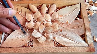 beautiful wood carving  wood carving flower and leaf  wood carving ideas [upl. by Persson]