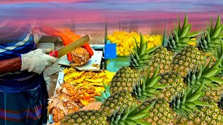 Popular Anaros makha  Traditional mixed pineapple  Pineapple cutting skills foodfocus [upl. by Aitsirt663]