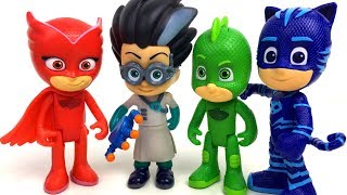 UNBOXING PJ MASKS WITH OWLETTE CATBOY ROMEO GECKO  TRANSFORMING CATBOY AND GECKO TO SMALL ANIMALS [upl. by Still]