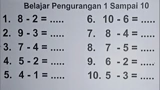 Belajar Matematika Kelas 1 SD  Pengurangan Angka 1 Sampai 10 [upl. by Aitnohs]