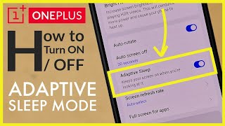 How to Turn ON  OFF Adaptive Sleep Mode OnePlus Android Phone [upl. by Edda]