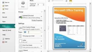 Publisher 2010 Tutorial Previewing and Printing Microsoft Training Lesson 111 [upl. by Anairb471]