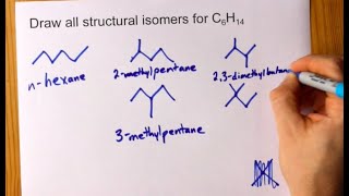 Draw all Structural Isomers of C6H14 hexane [upl. by Sinnaiy487]