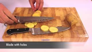 Cutting without sticking  Wüsthof knife with holes  Edenwebshopscouk [upl. by Navac]