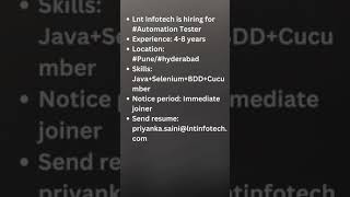 LNT Infotech Hiring QA Testing Jobs [upl. by Adorl]