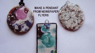 How to MAKE A ROUND PENDANT FROM NEWSPAPER FLYERS recycle project paper beads [upl. by Metts131]