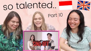 BRITISH SISTERS REACTION SINGOFF TIKTOK SONGS PART 10  Reza Darmawangsa vs Mirriam Eka INDO SUB [upl. by Kwabena129]