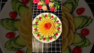 learn How To decorate fruit and vegetables plate with Cucumber 🥒 and orange 🍊 in your kitchen [upl. by Alomeda]