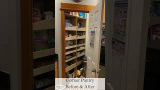 Corner Pantry Before and After Wire Shelves to ShelfGenie Pull Outs [upl. by Perloff]