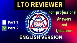 LTO Exam Reviewer 2024 English For NonProfessional Drivers License  Question amp Answer Key  Part 2 [upl. by Giglio]