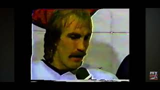 1982 Game 5 Pens Islanders Bob Nystrom SportsChannel PostGame Interview with Stan Fischler Partial [upl. by Zink]