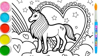 How To Draw A Unicorn 🦄 Drawing And Coloring A Cute Unicorn Drawings For Kids 20 [upl. by Dorrahs770]