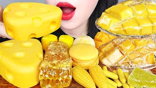 ASMR YELLOW FOOD 노란색 디저트 먹방 CHEESE CAKE ICE CREAM HONEYCOMB TANGHULU JELLY CANDY EATING MUKBANG [upl. by Betthel]