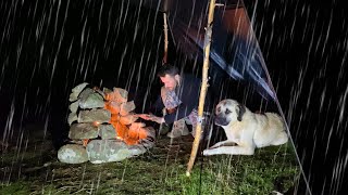 Overnight Camping in Heavy Rain • Relaxing Rain Sounds Rainstorm Rain Camping [upl. by Atika162]