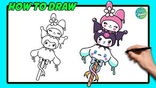 How to Draw Cute Kuromi Stick Character  Step By Step  Digital ART digitaldrawing [upl. by Yhtnomit]