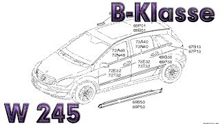 BKlasse W245  Fahrgestell Blechteile Motorhaube Kotflügel vorn Stoßfänger M266 OM640 [upl. by Kwei]