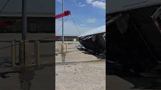 Uprighting a dry van trailer with catch line [upl. by Wynn]