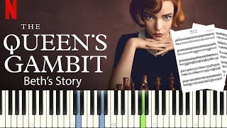 The Queens Gambit  Beths Story  PIANO TUTORIAL  SHEET amp MIDI [upl. by Seniag]